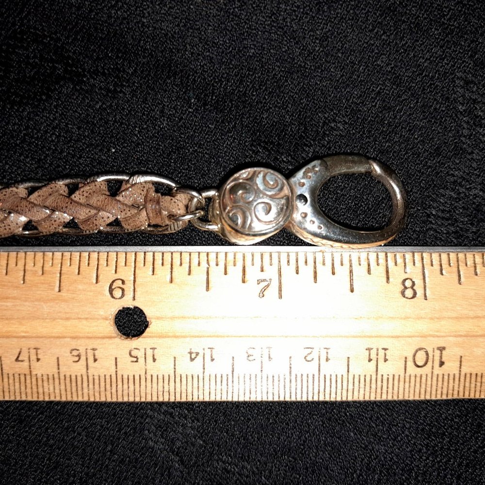 Brighton Silver Braided Metallic Leather Lobster Clasp Bella Bracelet - Picture 9 of 9